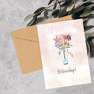 Kaart &#039;Beterschap met vaasje bloemen&#039;