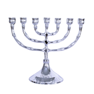 Kleine verzilverde Menorah van 10 - 11 cm