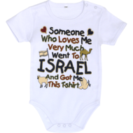 Rompertje voor een pasgeboren baby met leuke tekst in het Engels Iemand die veel van mij houdt, bracht mij dit T-shirt mee uit 