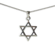 Davidster hangertje, simpel zilveren ontwerp verkrijgbaar in 3 maten, medium