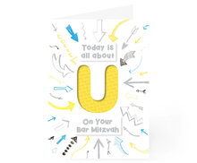 Felicitatiekaart met Hebreeuws/Engelse tekst - een vrolijke en stoere kaart voor een Bar Mitswa (zoon der wet) 