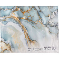 Challah / Challe kleedje, mooi neutraal kleedje van satijn met  grijs / goud kleurig marmereffect