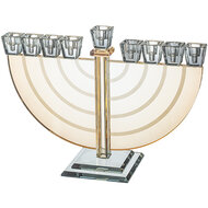 Prachtige Chanukah Menorah (Chanoekia) van kristal-glas in een halve boog