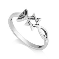 Zilveren Ring van Marina uit Israel, 1,5 mm breed met het Messiaans Zegel