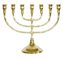 Menorah-/-Menora,-vergulde-Menorah-van-een-uitstekende-glanzende-kwaliteit-in-een-medium-maat