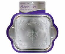 Middelgrote aluminium lekbak voor de Chanoeka Menorah, in zilverfolie