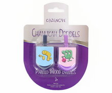 Dreidels |  Set van 2 beschilderde houten dreidels