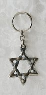 Sleutelhanger Davidster in antiek zilverkleur