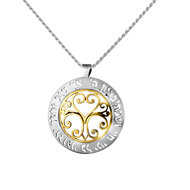 Een prachtige zilver met gouden (9 Kt) Levensboom hanger met de Hebreeuwse tekst uit Psalm 23 aan een bijpassende zilveren kett