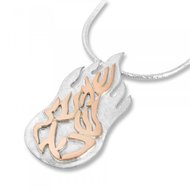 Shema Yisrael (Hoor Israel...) hangertje van zilver met (9 Kt) gouden tekst aan een bijpassende zilveren ketting uit de Rafael 