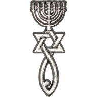 Reversspeld / broche met Messiaans Zegel in zilverkleur