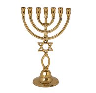 Menorah, prachtige bronzen Messiaans Zegel Menorah met geelgoud verguld van Yair Emanuel Afmeting 24 x 14 cm