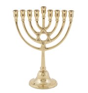 Chanukah Menorah van Yair Emanuel, Bronzen Chanoekia met Davidster verguld met geelgoud Afmeting 22,5 x 17 cm  