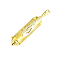 Mezuzah / Mezoeza hanger in 14K goud met de letter Sjin (van Shaddai=Almachtige) in witgoud prachtig vormgegeven van Ben Sadya.