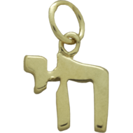 Chai hangertje, mooi zilver met glanzend geelgoud verguld Chai (leven) hangertje