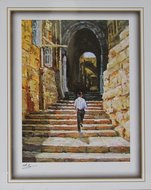 Reproductie: Jonge Joodse man in de Oude Stad Jeruzalem