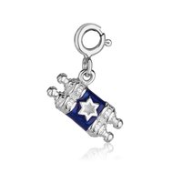 Torahrol bedeltje blauw/zilver met kleine Davidster en clicksluiting