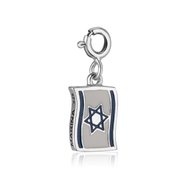 Bedeltje met de Israelische vlag blauw/wit/zilver met clicksluiting
