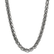 Herenketting / Mannenketting, stoere, roestvrijstalen basis ketting in oud-zilverkleur met gevlochten schakels van 3 mm leverba