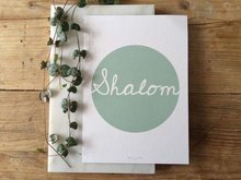 Poster / wanddecoratie in A5 formaat met Shalom (Vrede) in mintgroen