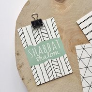 Cadeaukaartje met Shabbat Shalom (Vredige/Goede Shabbat) in mintgroen van Ahavah design