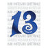 Wenskaart met Hebreeuws/Engelse tekst voor een Bar Mitswa (zoon der wet) met het getal 13 in donkerblauw_
