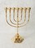 Menorah, Mooie slanke Tempel Menorah / Menora medium maat van verguld metaal 18 x 12 cm