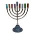 Chanukah Menorah, mooi uitgevoerde Chanoekia van Yair Emanuel uitgevoerd in mat zilverkleur met cups in vrolijke kleurtjes 