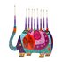 Chanukah Menorah (Chanoekia) van Yair Emanuel met vrolijke afbeelding van een kleurige olifant_