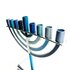 Menorah, prachtige 7-armige Menorah small uitgevoerd in nikkel met blauwe kleur accenten van Yair Emanuel