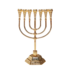 Menorah, Mooie slanke Tempel Menorah / Menora medium maat van verguld metaal 18 x 12 cm