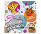 Papieren servetten met fleurige Chanukah items en de tekst: Happy Chanukah