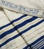 Tallit (gebedsmantel) gemaakt van 100% wol blauw/wit met gouddraad.
