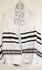 Tallit / Talliet (gebedsmantel) klassiek in wit met zwarte en zilveren strepen