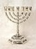 Menorah, schattige kleine verzilverde Menorah / Menora met de symbolen van de 12 stammen. Afmeting 13 x 13 cm
