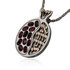 Zeer exclusieve grote 3D Granaatappelhanger met gouden (9 Kt) details, garnet edelstenen en de Hebreeuwse tekst uit Hooglied: &