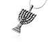 Menorah hangertje, wat groter zilveren Menorah hangertje naar het ontwerp van de Tempel Menorah uit de Rafael Jewelry collectie