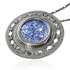 Handgemaakte schitterende Hanger / Broche met Romeins glas in ronde vormgeving aan een bijpassende zilveren ketting uit de Rafael Jewelry Collectie_
