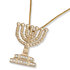 Menorah hangertje, schitterend 14K gouden Tempel Menorah hangertje met diamantjes uit de Rafael Jewelry collectie